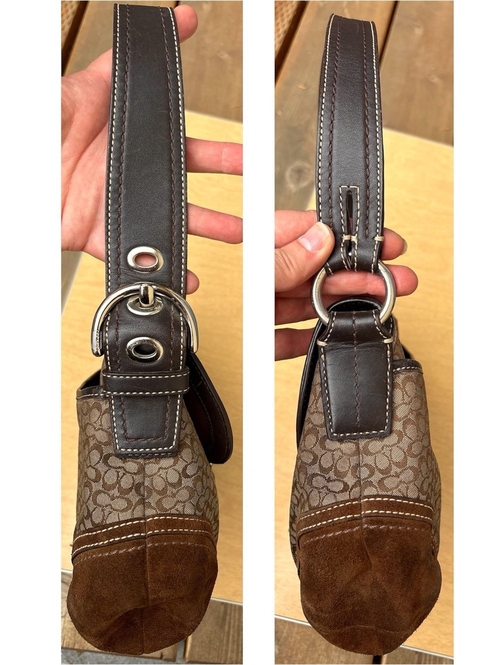 Coach F10926 Vintage Soho Signature C Canvas With Suede Shoulder Bag In Brown - Picture 4 of 16